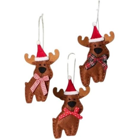 Ornements de Noël en tissu représentant des rennes, lot de 3, décoration pour sapin de Noël pour enfants (1/4)
