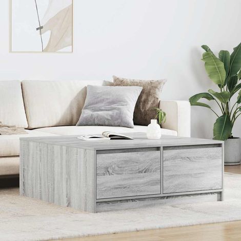 Mesa de centro con cajones gris 100x100x40 cm