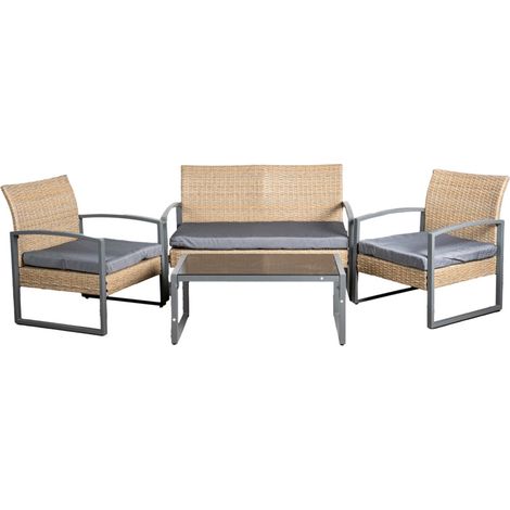 set da giardino eurogarden "iris" miele 4 sedute e tavolino (1/4)