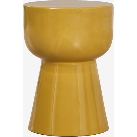 SKLUM Runder Beistelltisch Ø35 cm aus Dolomit Kaly Goldener Senf (1/5)