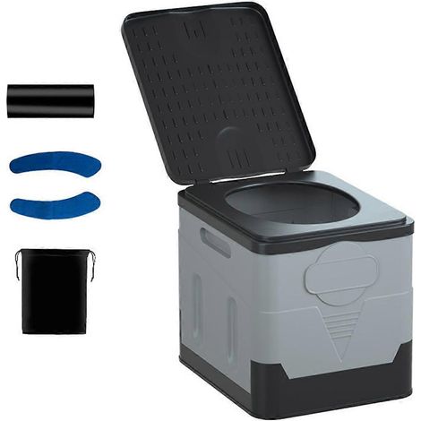 Toilettes pliables pour camping-car, toilettes d'urgence pour adultes et enfants - Gris (1/5)