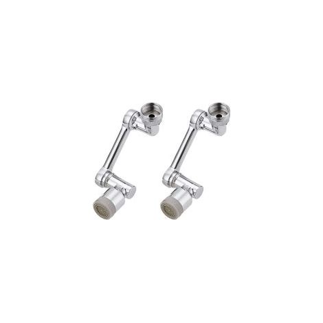 Lot de 2 rallonges de robinet rotatives à 1080 degrés, rotation à 1080 degrés, filtre anti-éclaboussures universel pour cuisine, salle de bain, rallonge de robinet double mode Chromée (1/5)