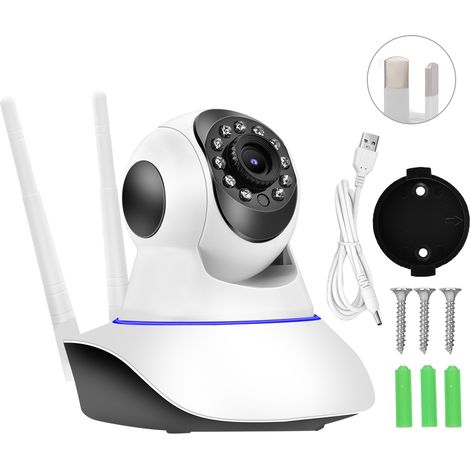 Caméra WIFI PTZ 720P HD, moniteur bébé avec double antenne, vision nocturne infrarouge, caméra de surveillance 1MP (100-240V AU) (1/5)
