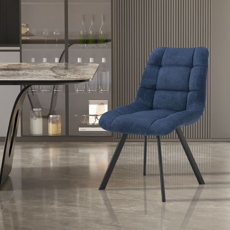 Chaise de salle Ă manger en tissu bleu ZELIE (lot de 2) (1/5)
