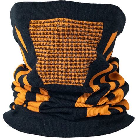 Tour de cou unisexe, élastique, coupe-vent et respirant, idéal pour la moto, la randonnée, le vélo, le ski et la course à pied en hiver. Modèle classique noir et orange. (1/5)