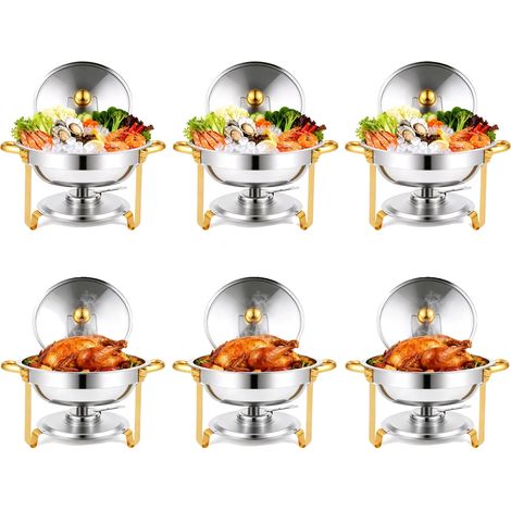 Piatto da portata, acciaio inox, set di scaldavivande per buffet, confezione da 6 (1/2)