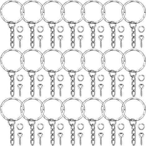 Kit de fabrication de porte-clés : 50 porte-clés avec chaîne et 50 anneaux, pour la création de porte-clés DIY. (1/5)