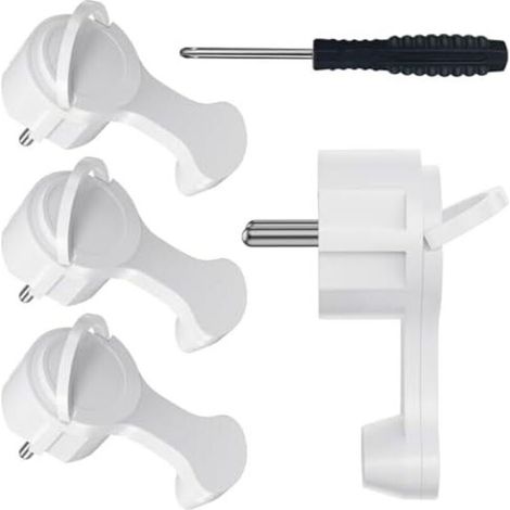 [4 Pièces] Fiche électrique Schuko, Fiche Extra-Plate à Contact de Pprotection Coudée avec Poignée Rabattable, 250V 16A pour Câbles Jusqu'à 3x1,5 mm² Fiche Plate Eurostecker, Blanc