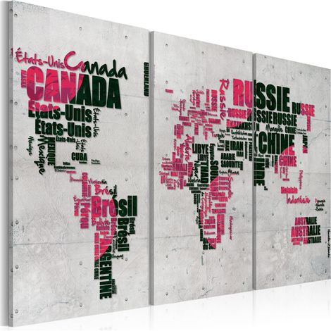 Quadro - Mappa del mondo (lingua francese): trittico - 90x60 (1/4)