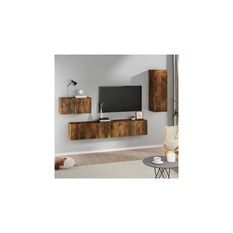 Ensemble de meubles TV 4 pcs Chêne fumé Bois d'ingénierie (1/5)