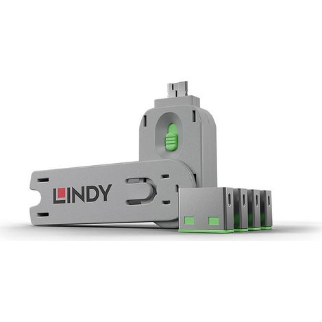 Blocca porte USB Verde LINDY USB-Lock + Key [40451] (1/5)