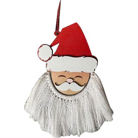 Nouveau pendentif pompon Père Noël amélioré, ornement de sapin de Noël en bois fait main, décoration murale, panneau, décorations de Noël (1/5)