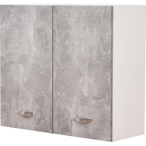 Pensile da Cucina Armadio Sospeso da Parete Doppia Anta Colore Grigio Cemento (1/5)