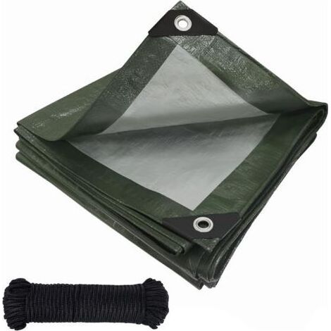 Bâche imperméable de 4 m avec anneaux gravés, en polyéthylène 120 g/m², pour camion, résistante aux intempéries, à la poussière, aux UV et aux déchirures, et utilisable comme housse de protection pour (1/5)