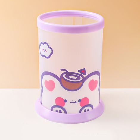 Niedlicher runder Stiftehalter mit Cartoon-Motiv, zusammenklappbarer Stiftehalter für den Schülerschreibtisch, Aufbewahrungsbox für Büromaterialien, Kokosnussbär (1/5)