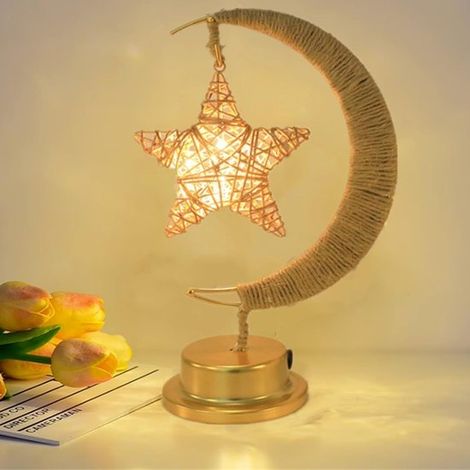 Lampada decorativa a LED a forma di luna, alimentata a batteria o tramite USB, lampada per il Ramadan, lampada da comodino per bambini, lampada diurna per bambini (1/5)