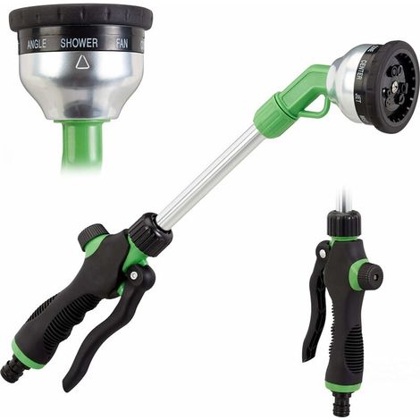 Pomme d’arrosage Premium, Pistolet d’Irrigation 1/2 Pouces, 9 Fonctions, 1 Main, 44 cm de Long, Noir-Vert (1/5)