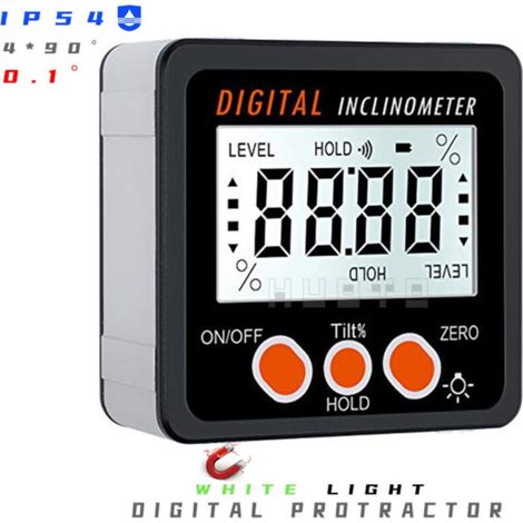YMYNY Inclinomètre Numérique Rapporteur 4  90 ° Level Box Viseur d'Angle Rétroéclairage Jauge Biseau Jauge Magnétique de Base en/FT MM/M