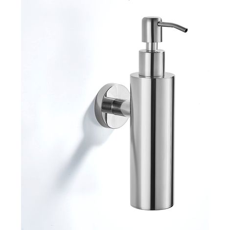 Wall-mounted bathroom soap dispenser - No drilling required - Chrome (1/5)