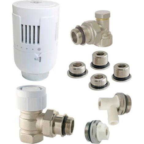 Kit termostático T303 soporte universal completo en latón blanco CENTRALE BRICO (1/2)