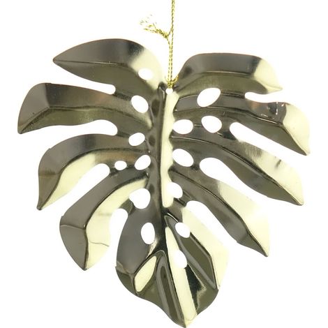 GASPER Weihnachtsdeko Fensterblatt - Monstera Blatt goldfarben 12 cm - Metall