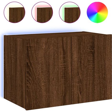 Meuble TV，Banc TV，Armoire TV mural avec lumières LED chêne marron 60x35x41 cm CFW653380 (1/5)