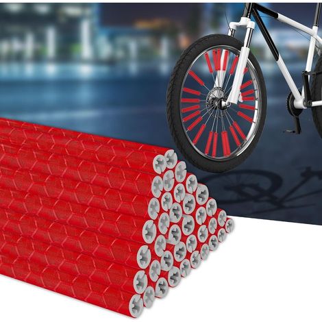 Set mit 36 Fahrradspeichenreflektoren – 360°-Reflektoren – Alternative zu Katzenaugen – Fahrradreflektoren für gängige Speichenräder (rot) (1/5)
