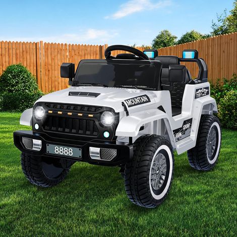 Voiture électrique enfant 12V avec télécommande parentale 2,4G - Sans fil/musique, klaxon, phares LED - suspensions, ceinture - 3 vitesses, 3-8 ans - Blanc (1/5)