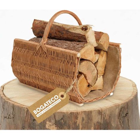 BOGATECO Panier à bois en osier avec jute 60x45x30 cm naturel (1/5)