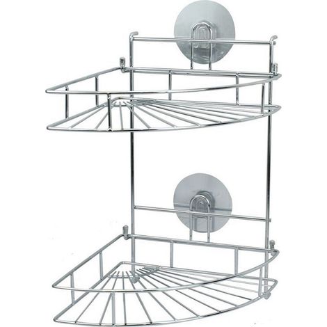 TRADE SHOP - Mensola Da Bagno Angolare Angoliera Doccia A 2 Livelli Ripiani In Metallo 79849 - (1/2)