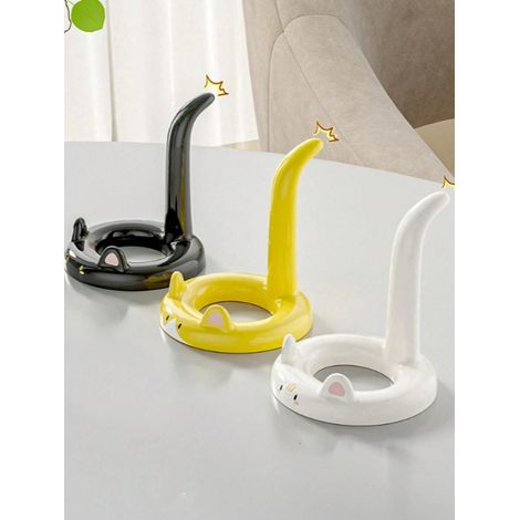Support pour téléphone en forme de chat créatif, en plastique, support cartoon mignon, adaptable horizontalement et verticalement, pour regarder la télévision (1/4)