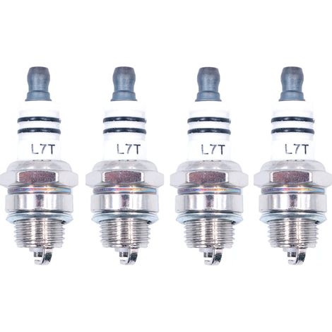 Lot de 4 bougies d'allumage L7T à 2 temps pour débroussailleuse, tronçonneuse, tondeuse à gazon, coupe-haie, accessoire de rechange (1/5)
