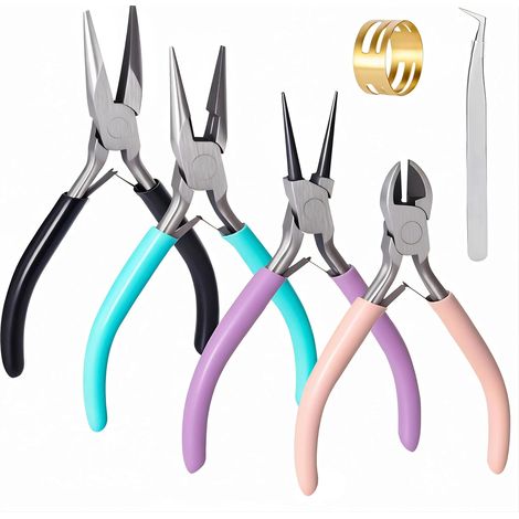 Kit Pinces à Bijoux 6 Pièces - Acier au Carbone - Outils Précision - Fabrication Loisirs Créatifs (1/5)
