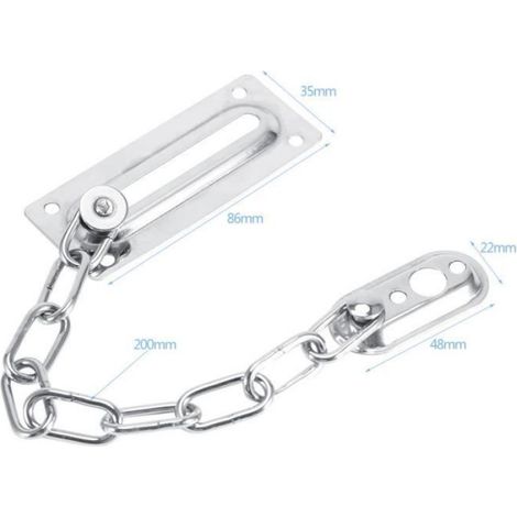 Chaîne De Sécurité - Acier Inoxydable - Pour Porte Intérieure - Longueur 20 Cm - 1 Pièce (1/4)