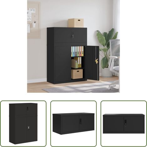 Schrank - Aktenschrank Schwarz 90x40x130 cm Stahl (1/5)
