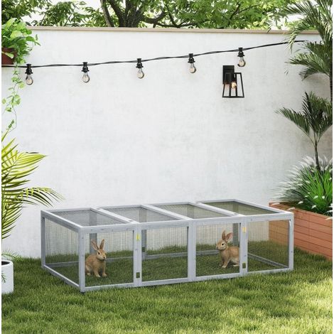 Enclos pour petits animaux en bois avec porte, 181 x 100 x 48 cm, gris HAVRYA (1/5)