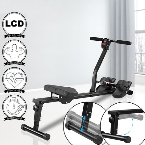 Vogatore Pieghevole per Casa con 12 Livelli Resistenza Display LCD Portata 120kg (1/5)