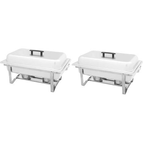 Ensemble de 2 chauffe-plats en acier inoxydable avec bacs GN et couvercles - PANGIVO (1/5)