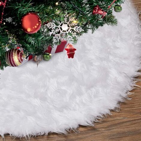 Jupe de Sapin de Noël, Tapis Sapin Noël, Blanc Peluche Neige Décorations d'arbre de Noël, Tapis en Fausse Fourrure, Décoration Noël Sapin, Tapis Vacances Couvre Pied Sapin Noel (Blanc 78cm) (1/5)