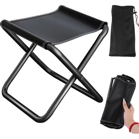 Tabouret Pliant Camping Mini Portable Tabouret Pliable Siege Pliant pour Jardinage Parcs Camping Plein Air Voyage Plage Pique-Nique Noir (1/5)
