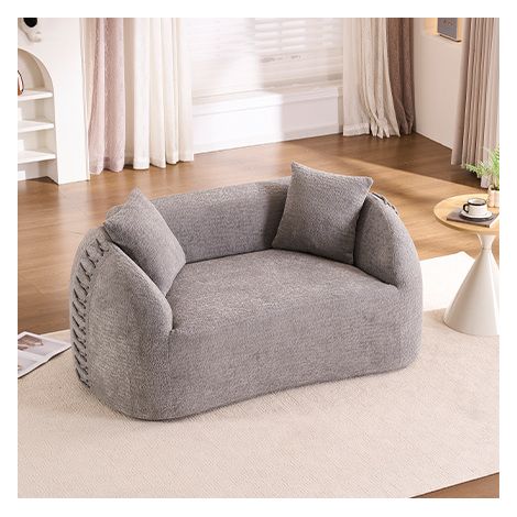 Divano 2 posti 155x90x67 cm in ciniglia grigio chiaro, senza montaggio – MEUBLIV (1/5)