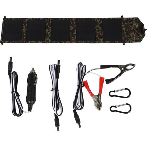 Kit de chargeur solaire portable pliable 50 W avec 2 ports USB, panneau solaire monocristallin en silicium pour le camping et la randonnée, motif camouflage (1/5)