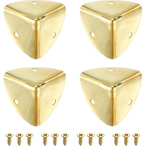 4pcs Protège-Coins Décoratifs en Métal 40mm avec Vis, Doré (1/5)