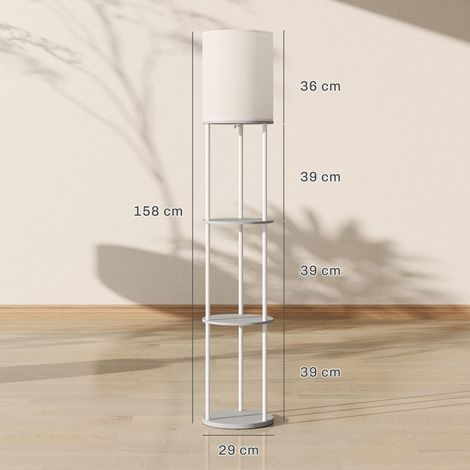 Lampadaire avec étagères, 3 températures de couleur, télécommande, gris, idéal pour le salon, la chambre ou le bureau. (1/5)