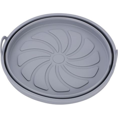 Moule Silicone Air Fryer, 2 Pièces Moule Accessoire pour Airfryer Réutilisable Panier Friteuse à Air Chaud Plat Pot Ronde Pliable Doublure Liner pour Friteuse Air, Micro-ondes, Four (Gris) (1/5)