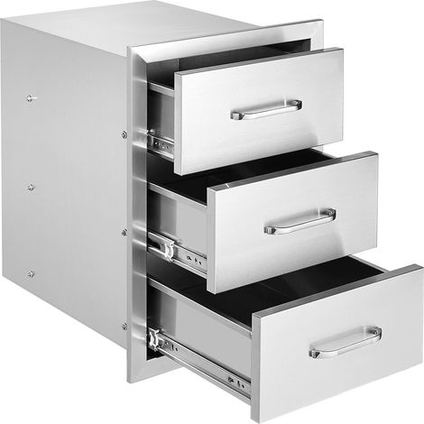 Tiroir de Cuisine Extérieure 16\" L x 21,5\" H x 18\" P, Triple Accès BBQ avec Poignée en Acier Inoxydable, pour Îlot de Jardin ou Station de Grill (1/5)