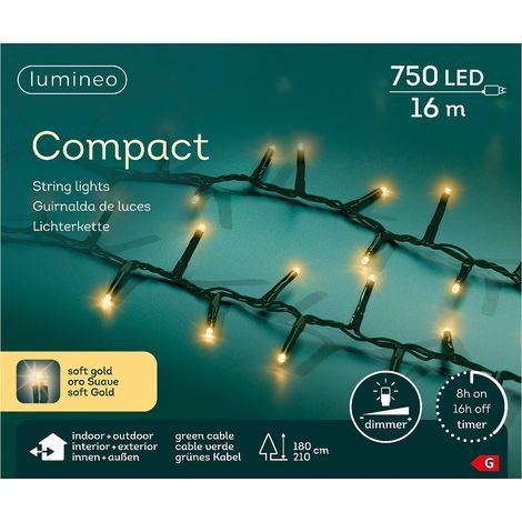 Lumineo LED Lichterkette Compact grün 16 Meter 750 Lichter - softgold (1/3)