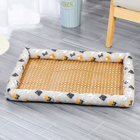 Tapis Rafraîchissant - 70 x 55 cm - Pour Chien et Chat - Matériau en Rotin Tissé - Tapis Réfrigérant Non Électrique (1/5)