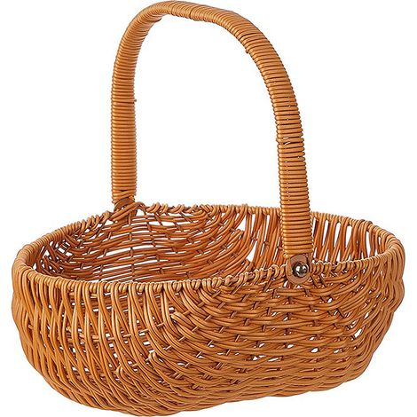 Cesta de flores del bosque, cesta de malla de ratán natural con asa de transporte para niñas, picnics, fruta y almacenamiento.