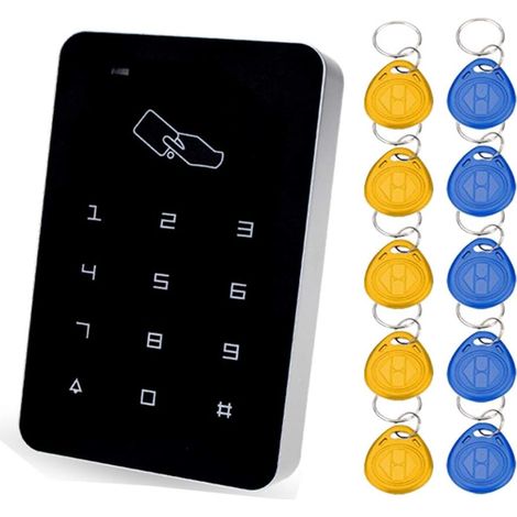 125HZ RFID Lecteur de clavier de contrôle d'accès avec porte simple et panneau tactile autonome pour extérieur et intérieur avec système de contrôle d'accès pour utilisateurs + porteclés (1/5)